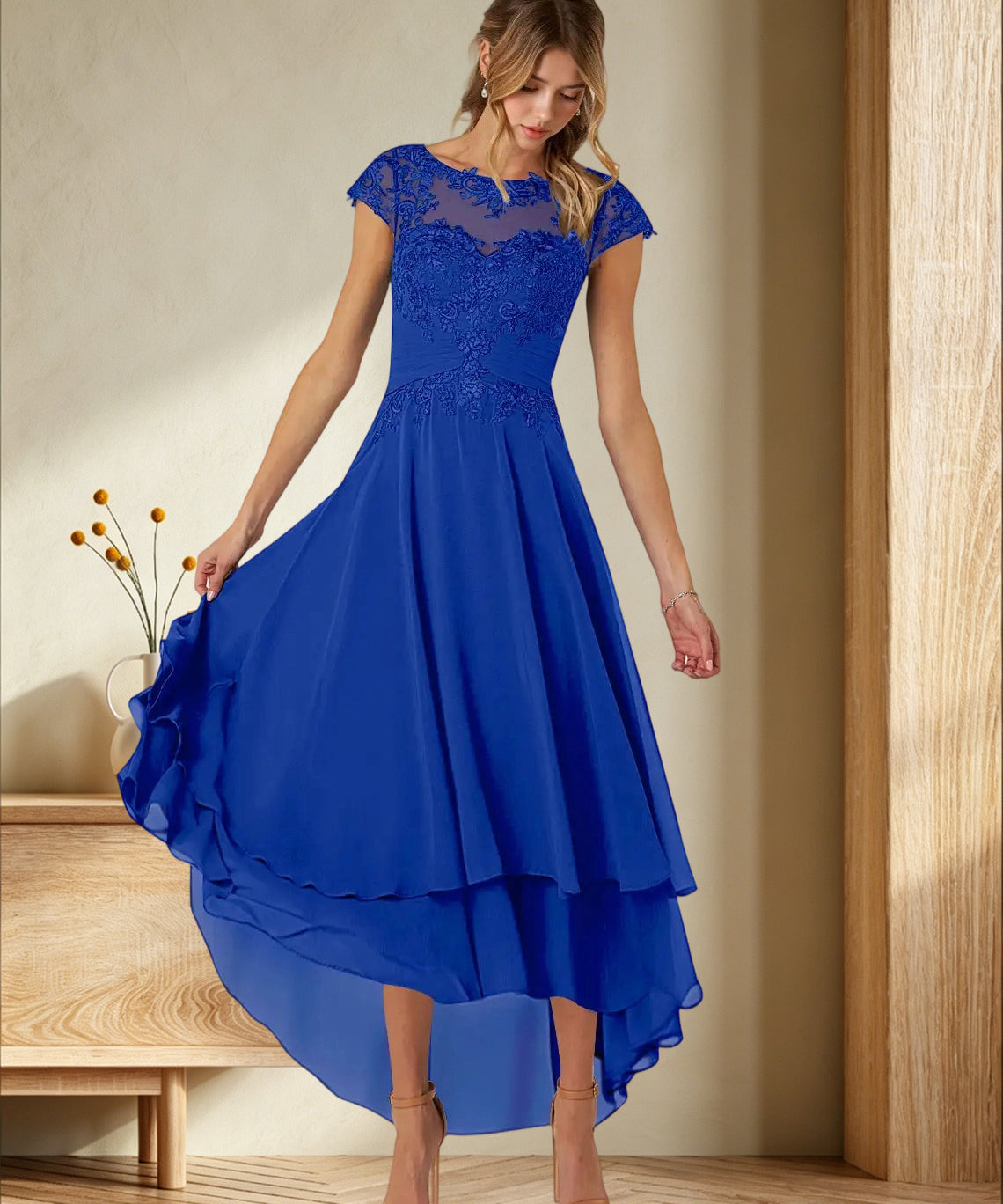Augday Shonda Lace Chiffon Dress