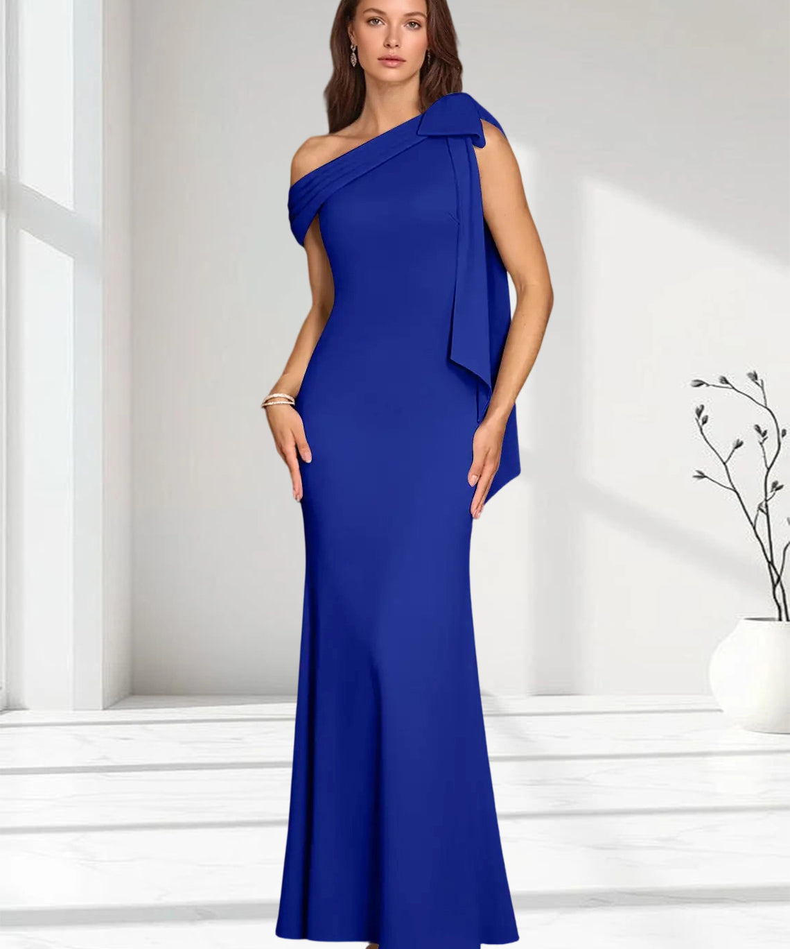 Augday Myers Mermaid Pleated Stretch Crepe Dress