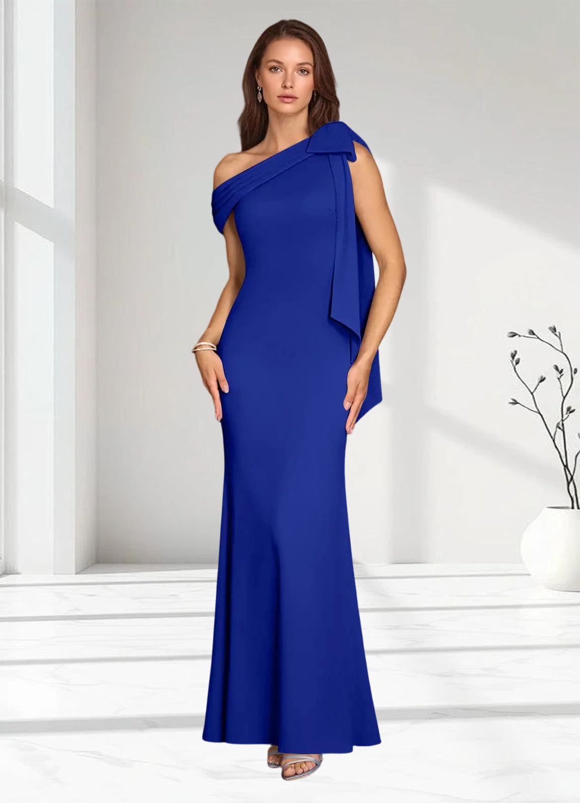 Augday Myers Mermaid Pleated Stretch Crepe Dress