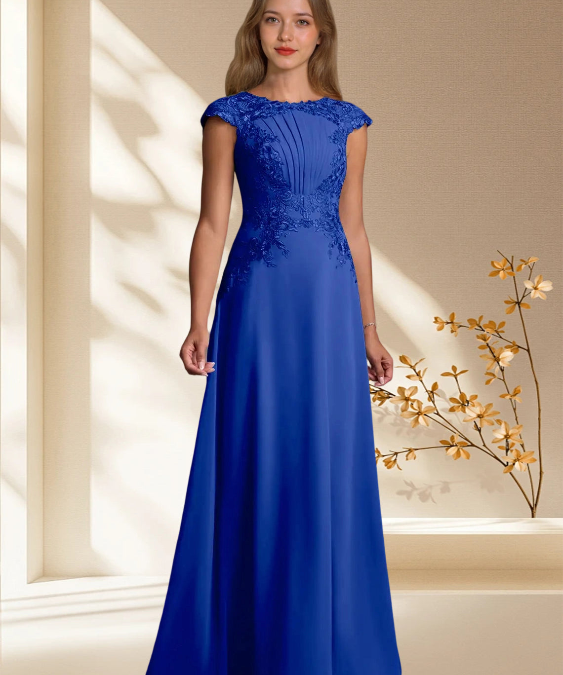 Augday Christi A-Line Lace Chiffon Dress