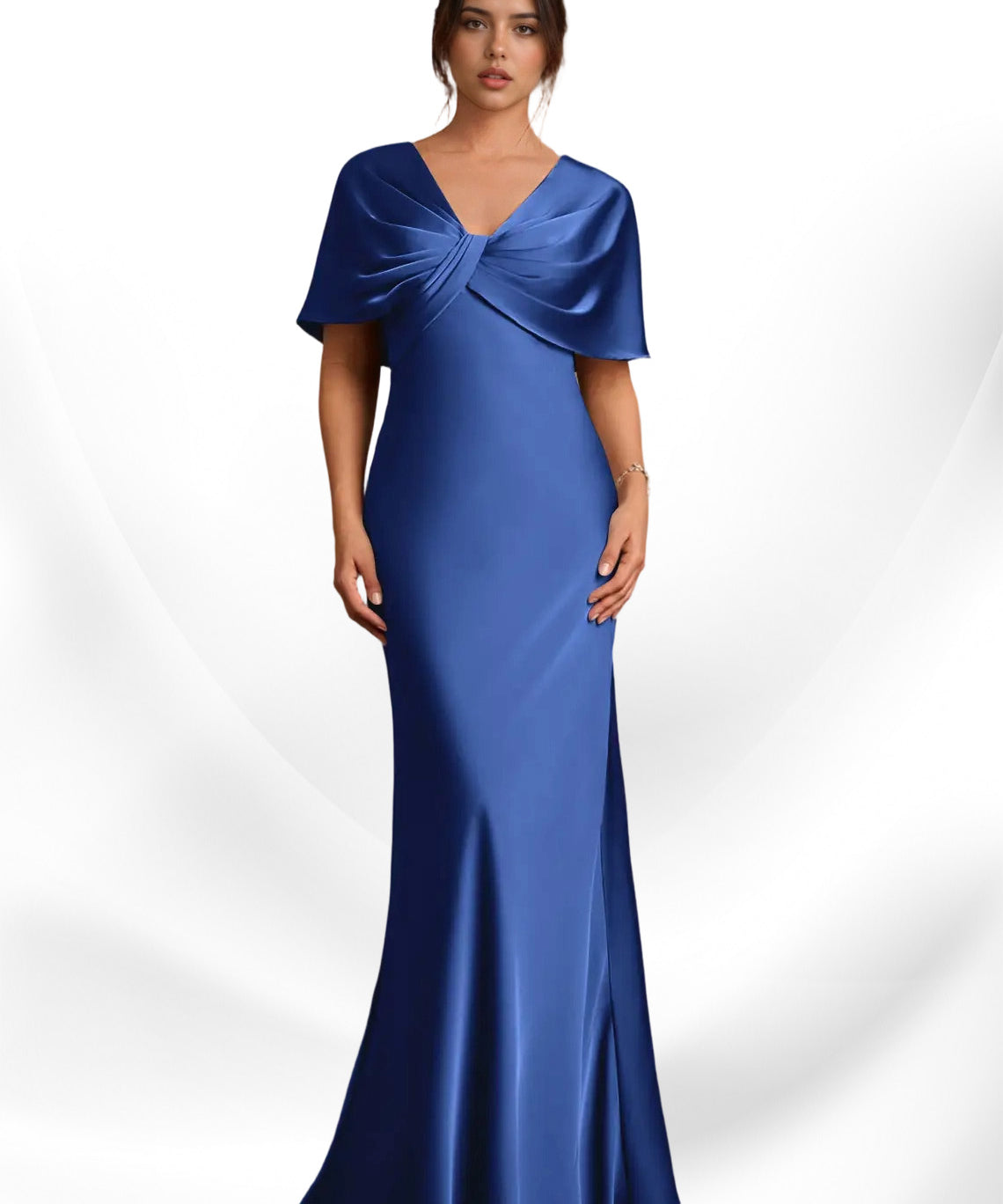Augday Dosia Sheath Pleated Stretch Satin Dress