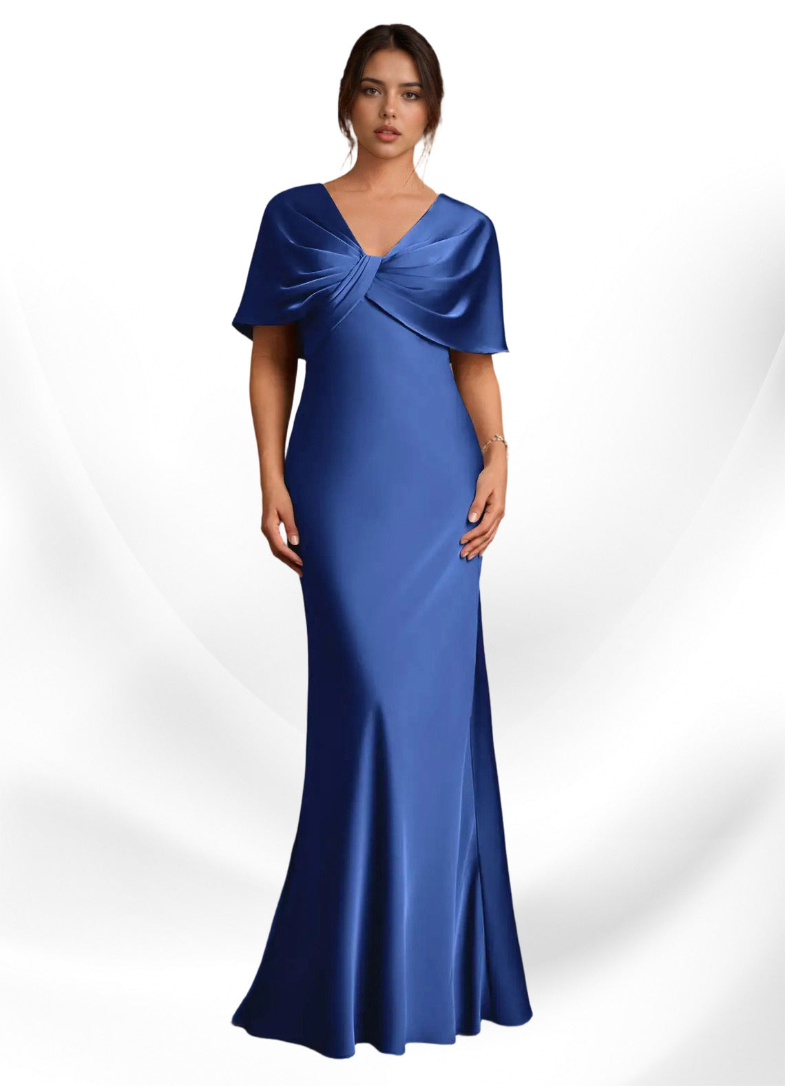 Augday Dosia Sheath Pleated Stretch Satin Dress