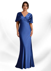 Augday Dosia Sheath Pleated Stretch Satin Dress