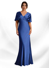 Augday Dosia Sheath Pleated Stretch Satin Dress