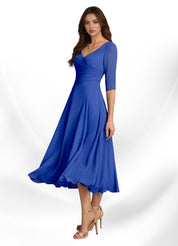 Augay Durant A-Line Pleated Chiffon Dress