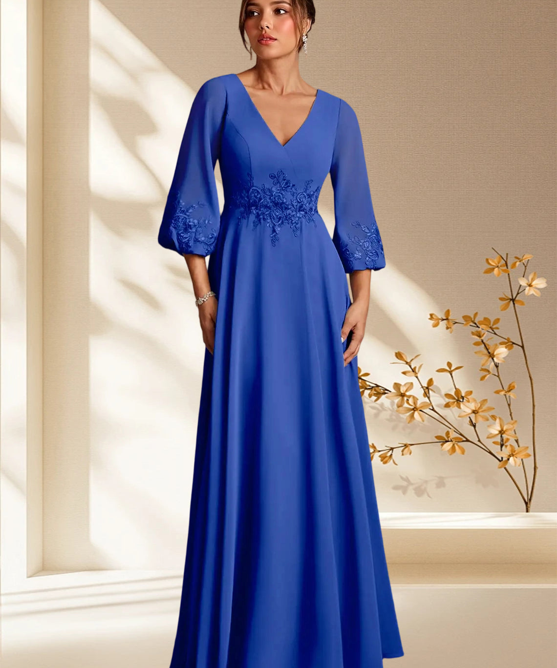 Augday Yorba A-Line Lace Chiffon Dress