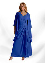 Augday Manuella A-Line V-Neck Pleated Chiffon Dress