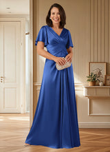 Augday Emmeline A-Line Pleated Stretch Satin Dress