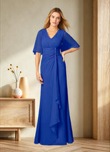 Augday Carson A-Line V-Neck Lace Chiffon Dress