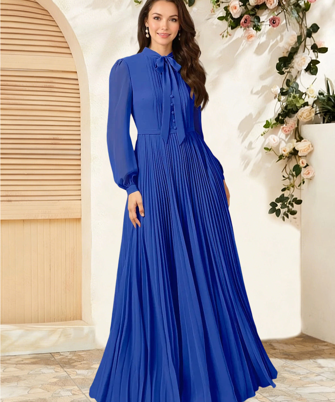 Augday Adellah A-Line Pleated Chiffon Dress