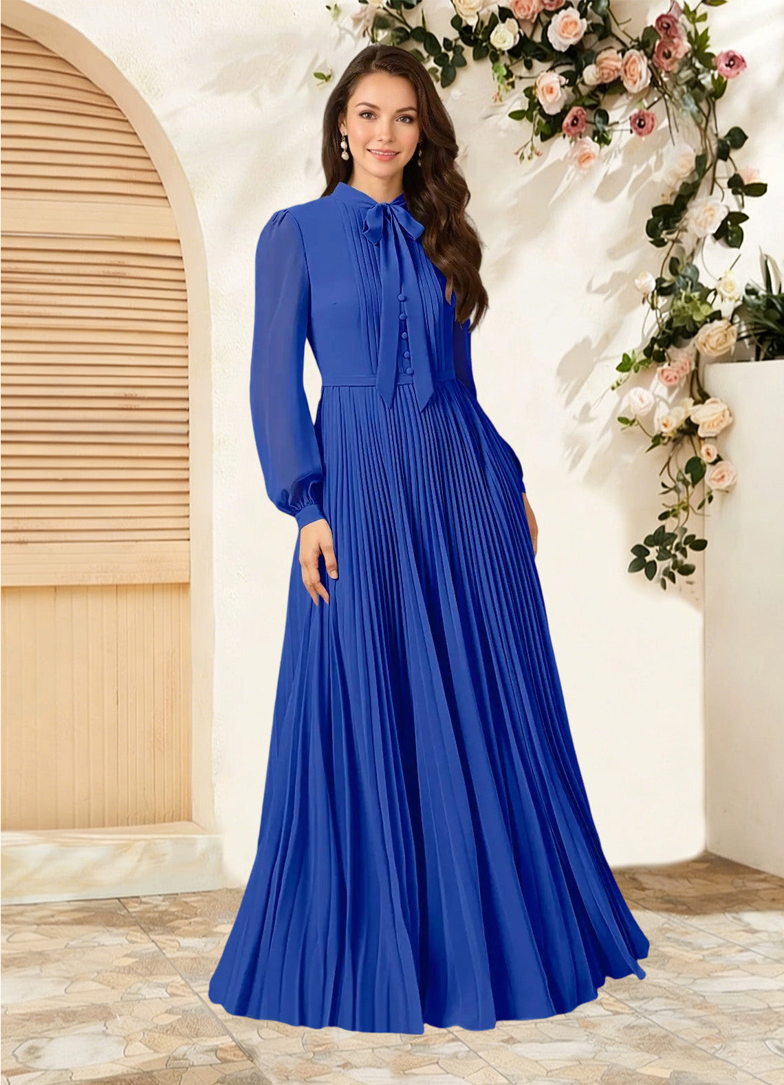 Augday Adellah A-Line Pleated Chiffon Dress