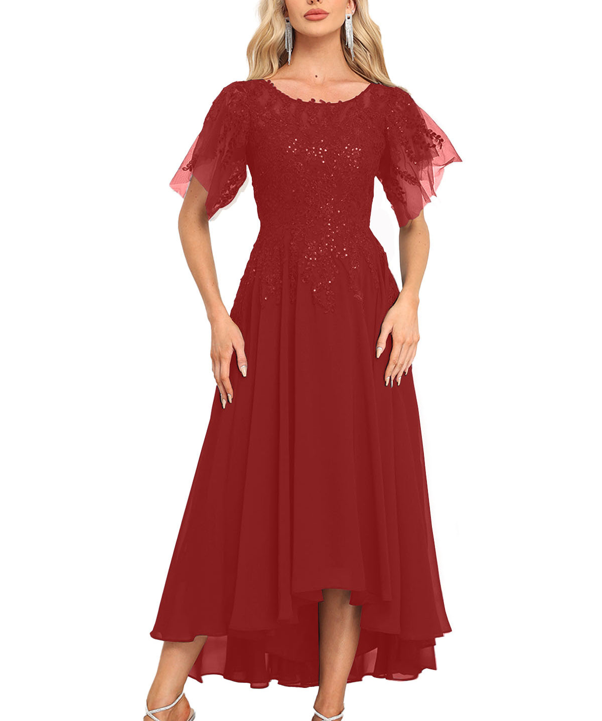 Augday Chiffon Lace Sequins Mother of the Bridesmaid Dresses