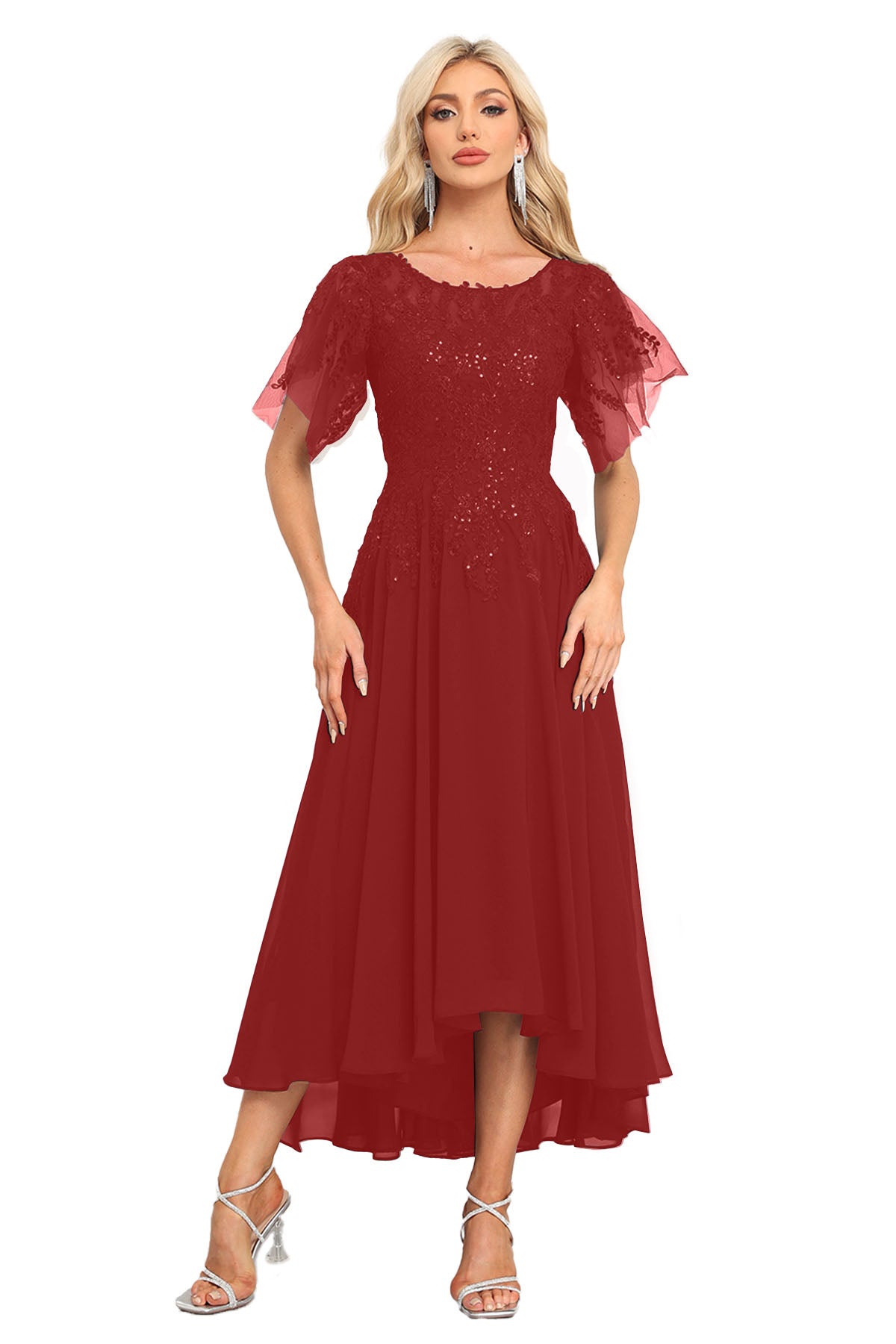 Augday Chiffon Lace Sequins Mother of the Bridesmaid Dresses