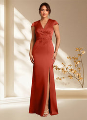 Augday Rilda Sheath Lace Stretch Satin Dress