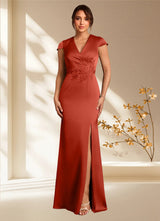 Augday Rilda Sheath Lace Stretch Satin Dress