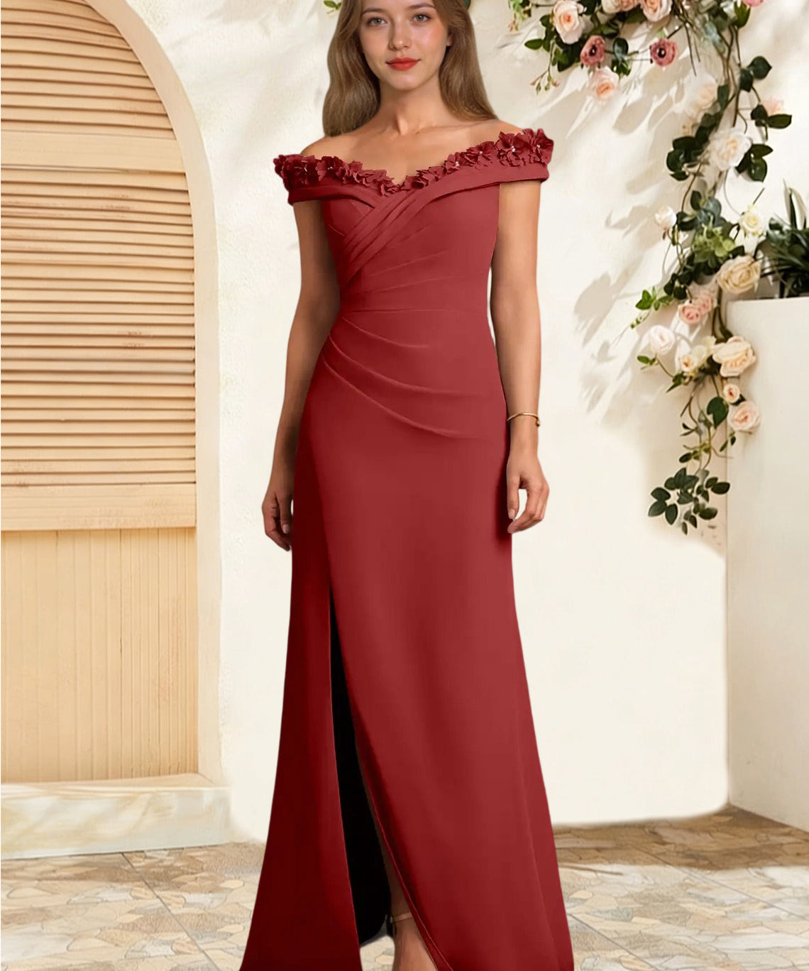 Augday Jettie Sheath Pleated Chiffon Dress