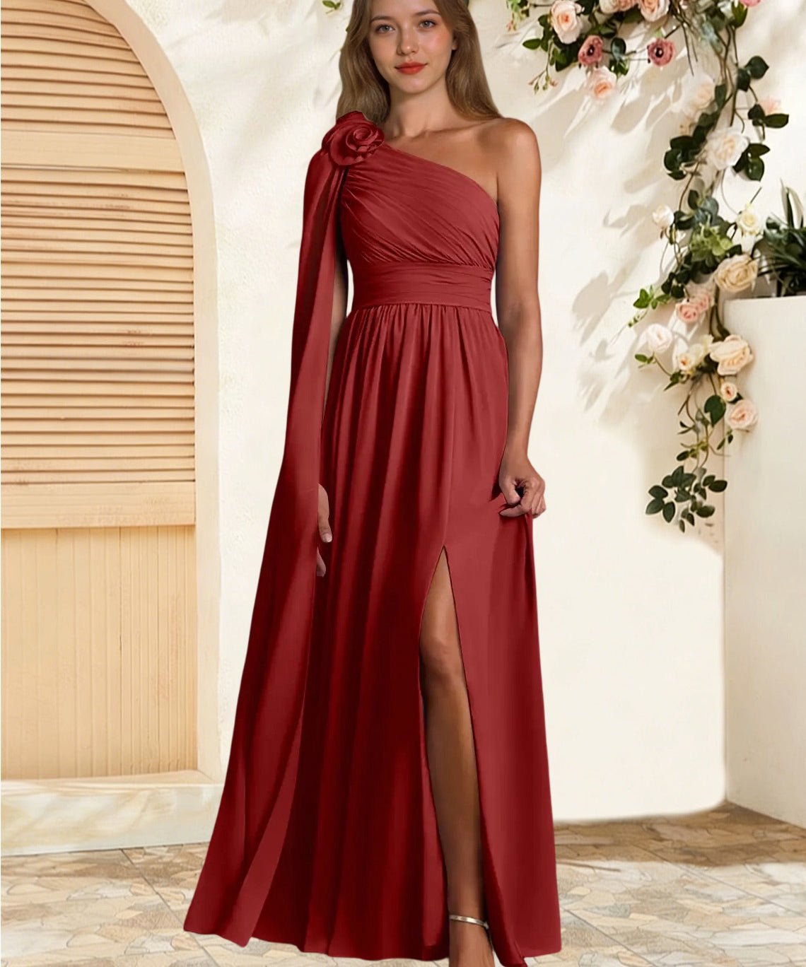Augday Lancaster A-Line One Shoulder Chiffon Dress