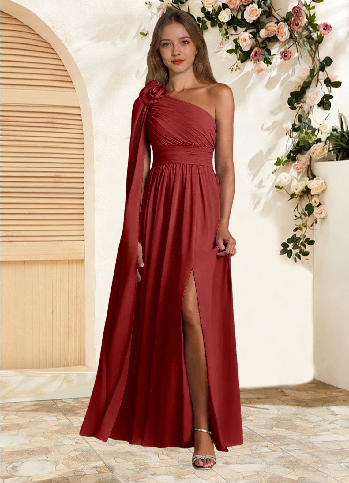Augday Lancaster A-Line One Shoulder Chiffon Dress