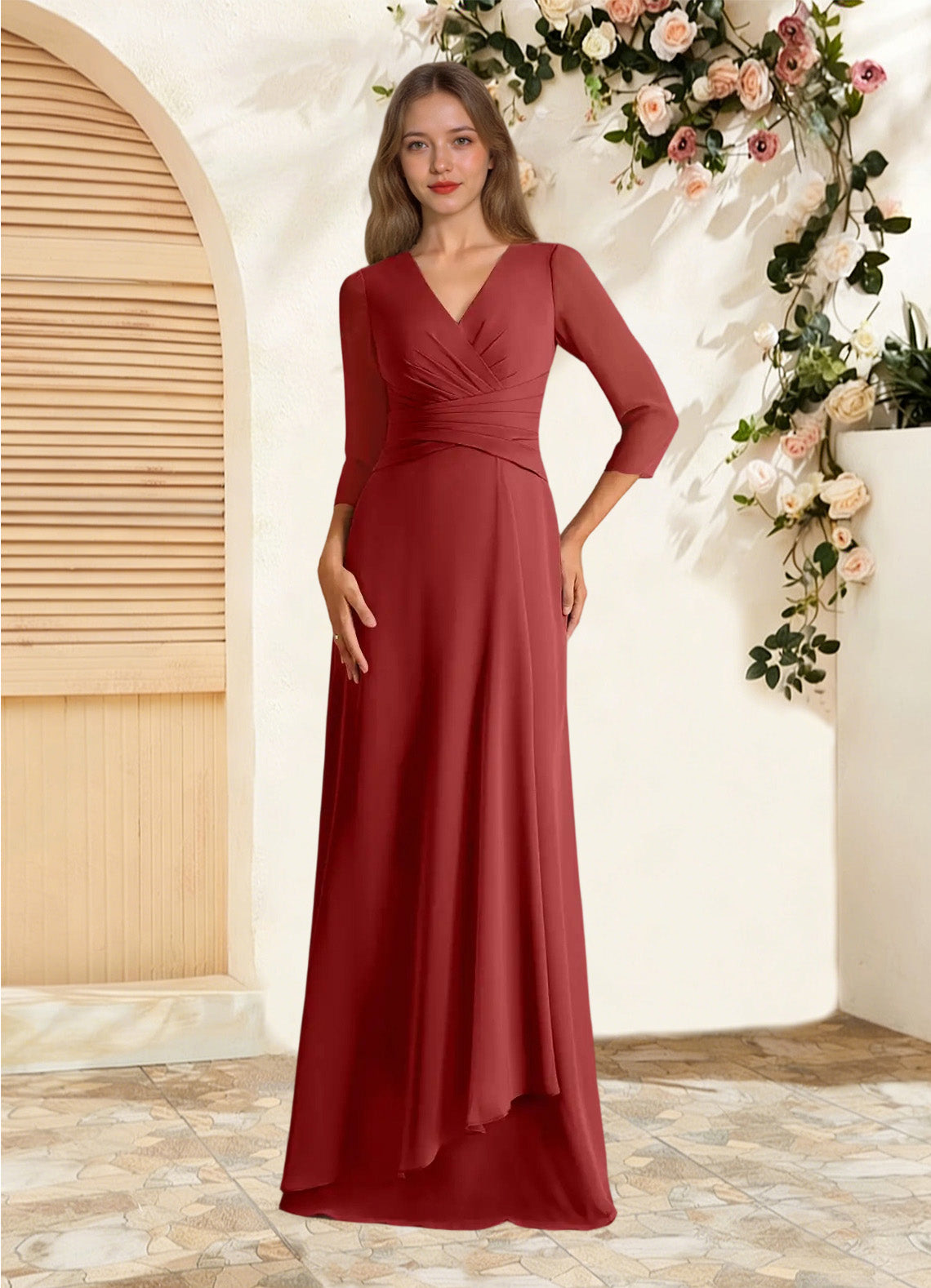Augday Mayfield A-Line Pleated Chiffon Dress