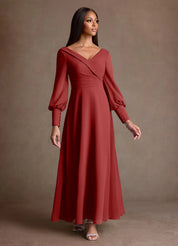 Augday Paterson A-Line Pleated Chiffon Dress