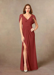 Augday Luisa Mermaid V-Neck Pleated Mesh Dress