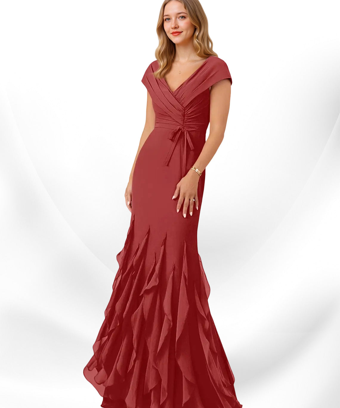 Augday Bailora Mermaid Ruched Chiffon Dress