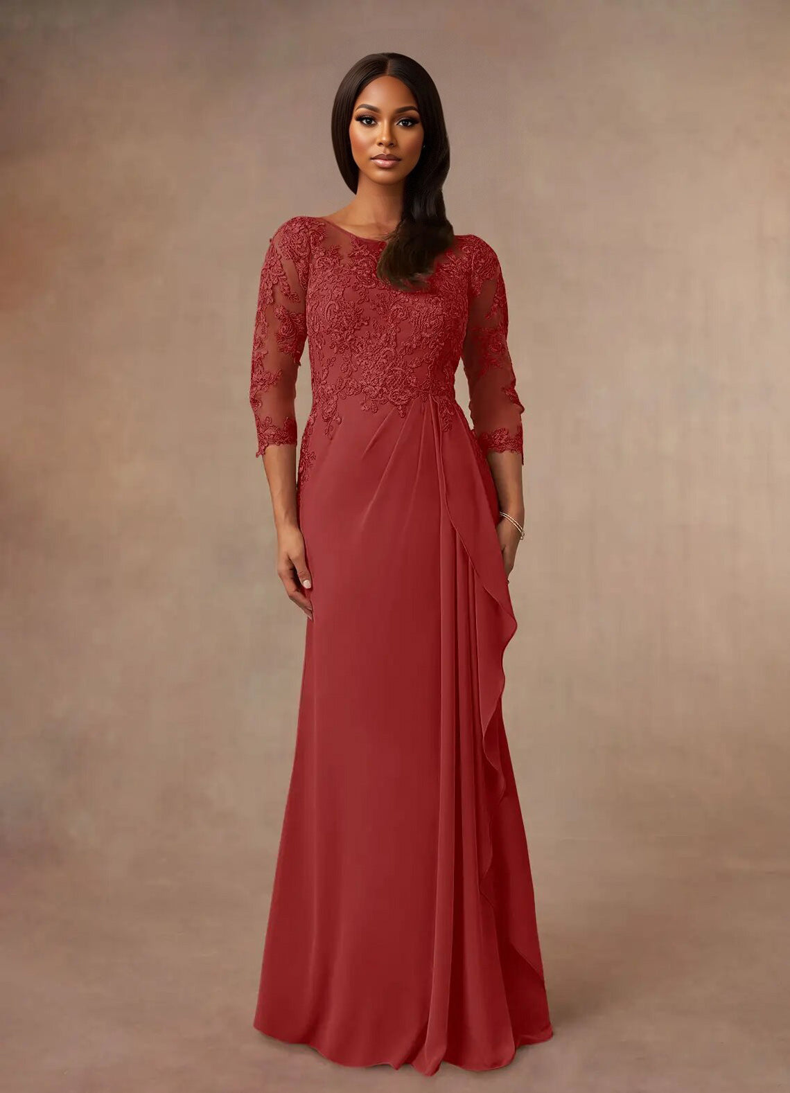 Augday Calanthe A-Line Scoop Chiffon Dress