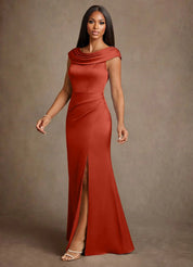Augday Irvine A-Line Pleated Stretch Satin Dress