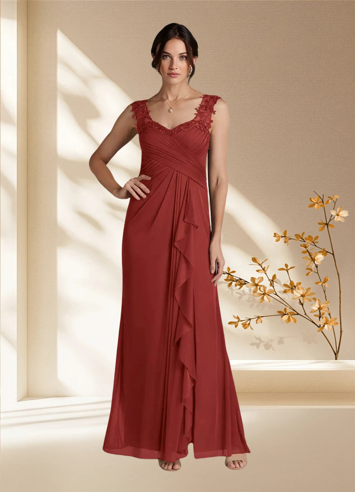 Augday Edelin A-Line Sweetheart Neckline Pleated Mesh Dress