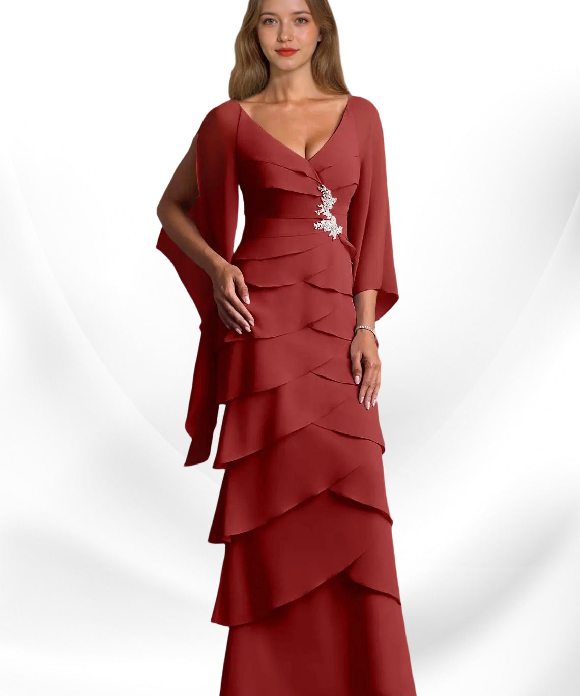 Augday Arabinda Sheath Ruched Chiffon Dress