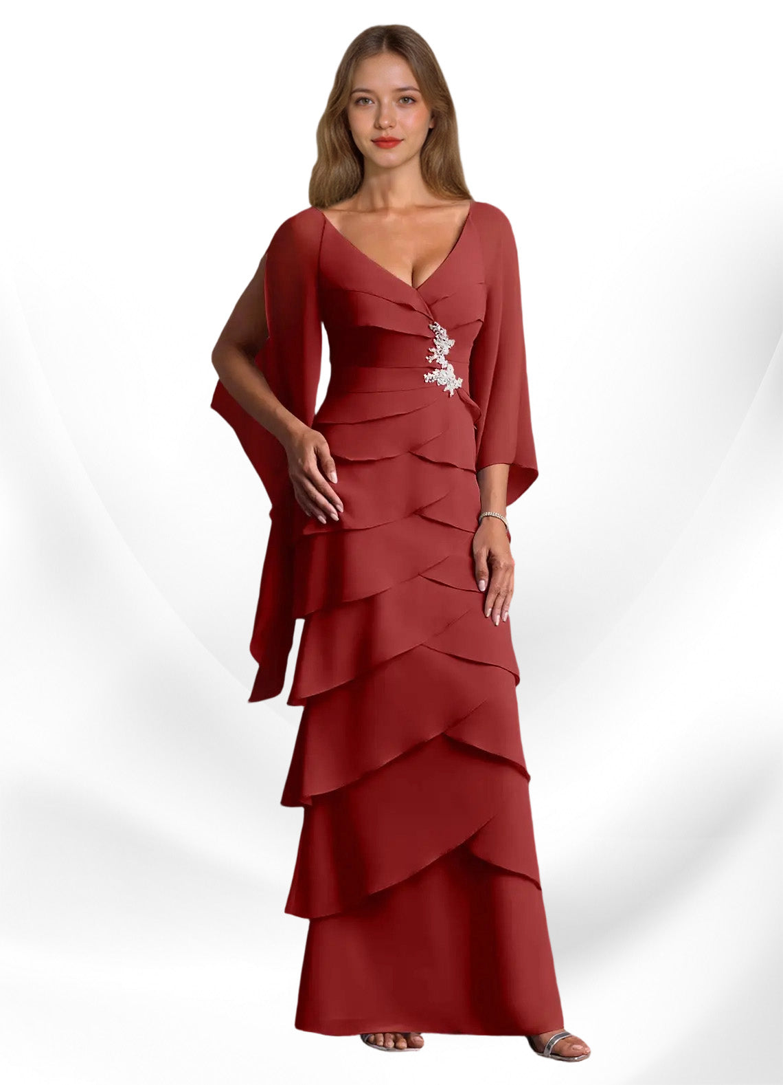 Augday Arabinda Sheath Ruched Chiffon Dress