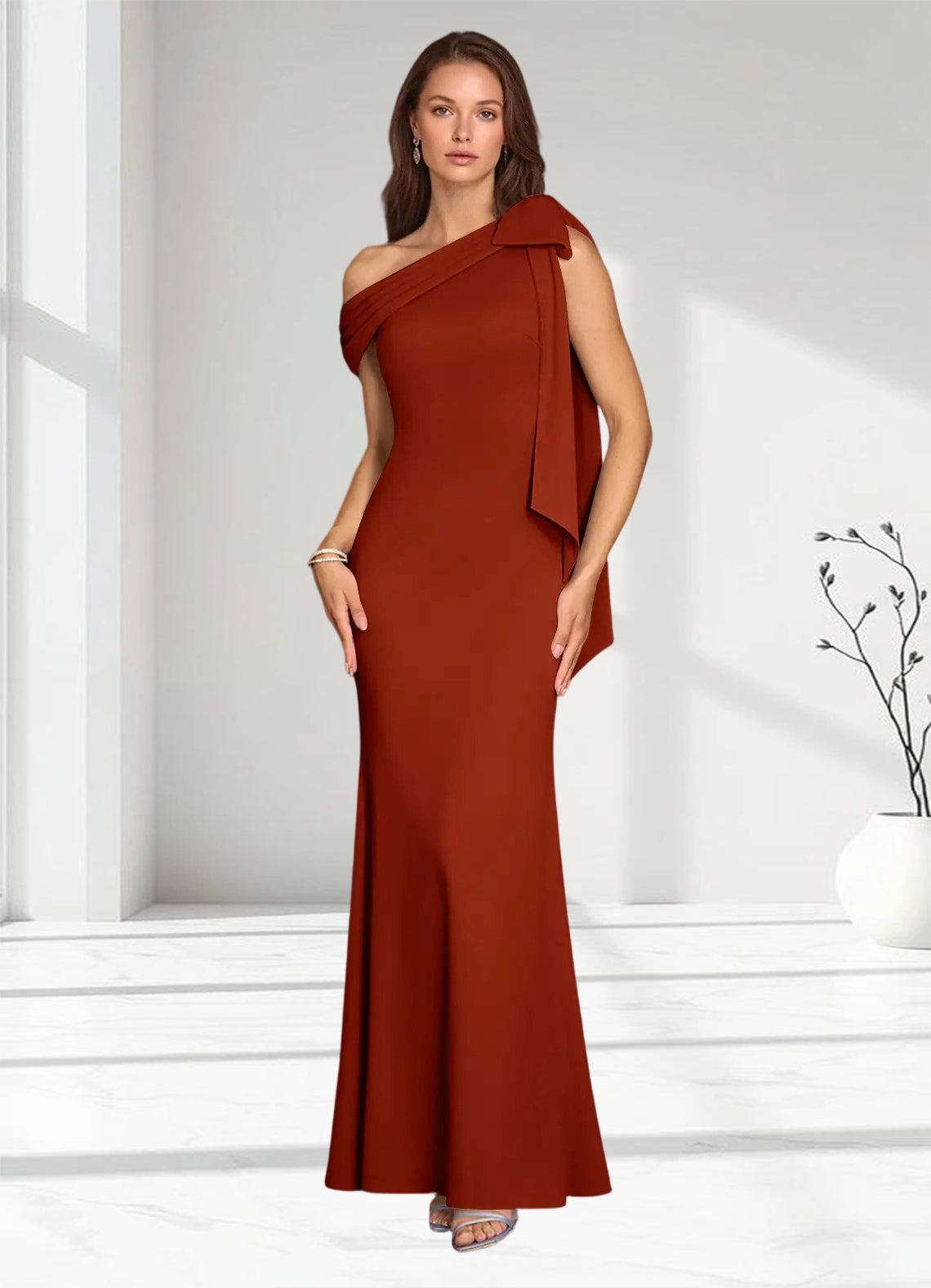 Augday Myers Mermaid Pleated Stretch Crepe Dress
