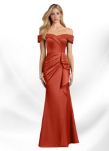 Augday Laredo Mermaid Off the Shoulder Stretch Satin Dress