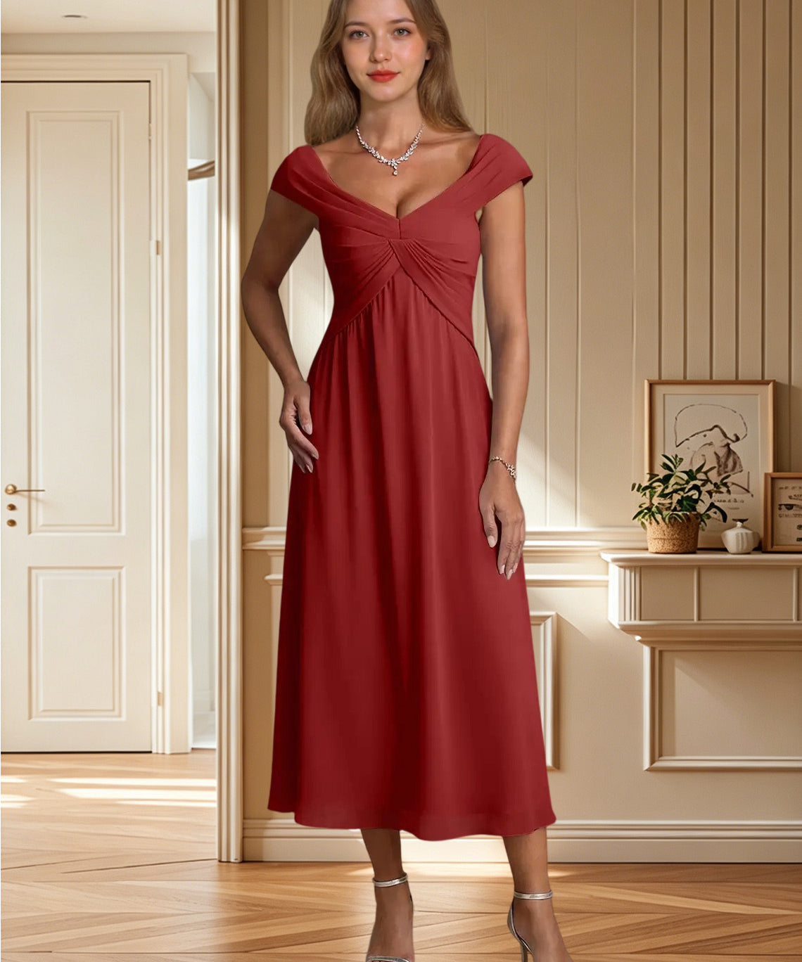 Augday Mirta A-Line Pleated Floral Burnout Dress