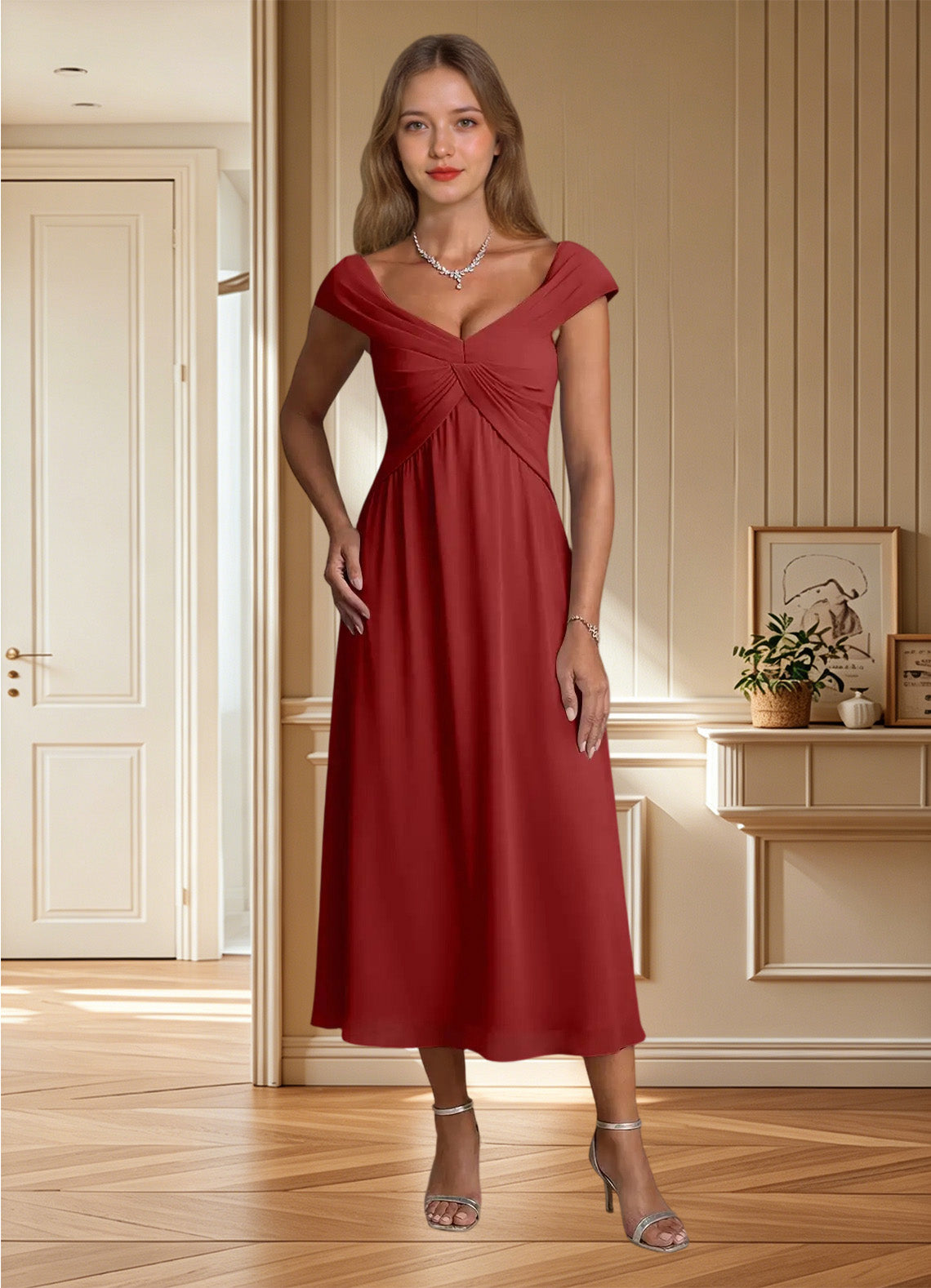 Augday Mirta A-Line Pleated Floral Burnout Dress