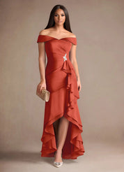 Augday Billings Mermaid Off the Shoulder Stretch Satin Dress