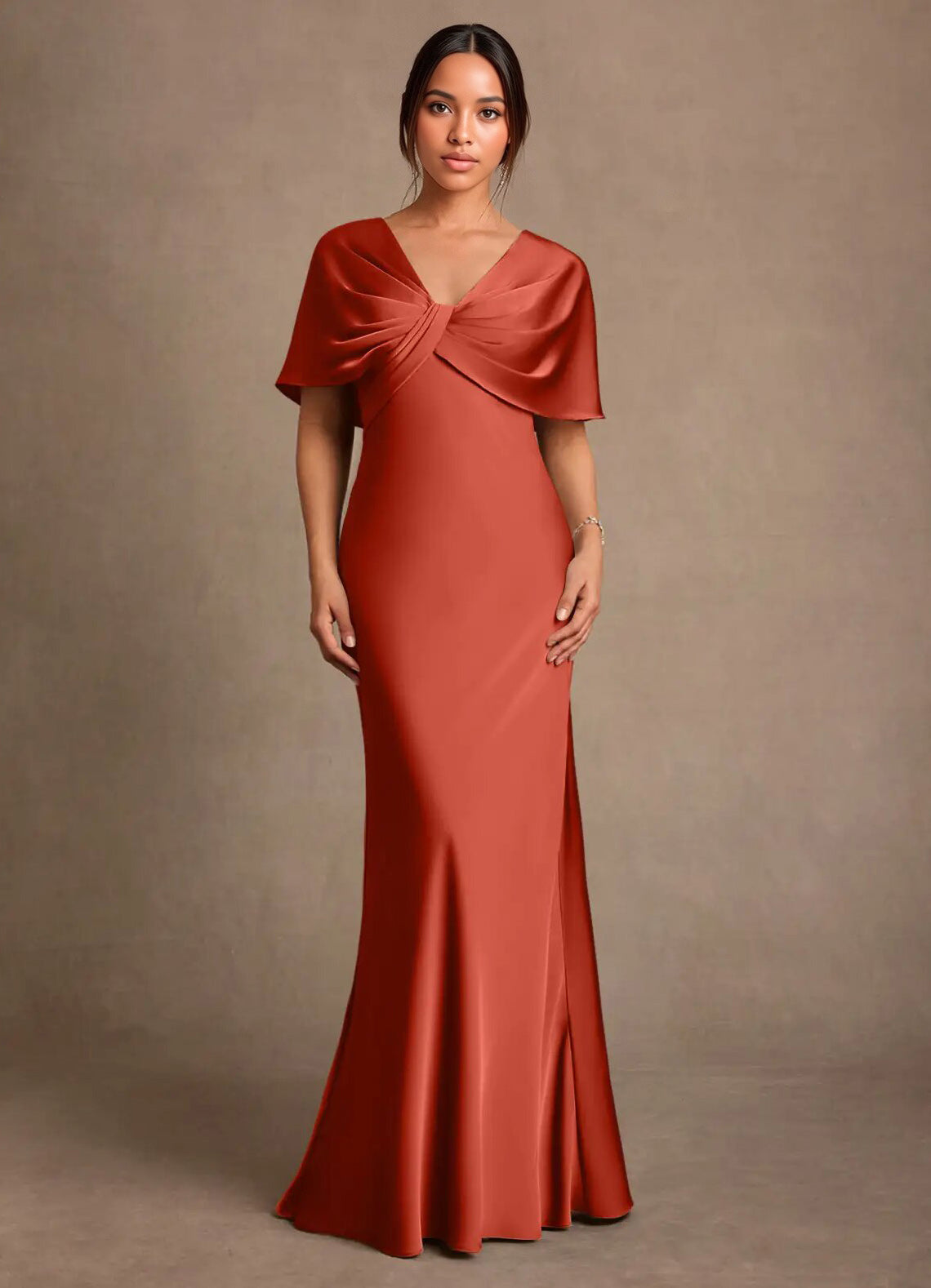 Augday Dosia Sheath Pleated Stretch Satin Dress