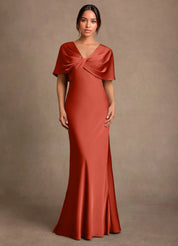 Augday Dosia Sheath Pleated Stretch Satin Dress