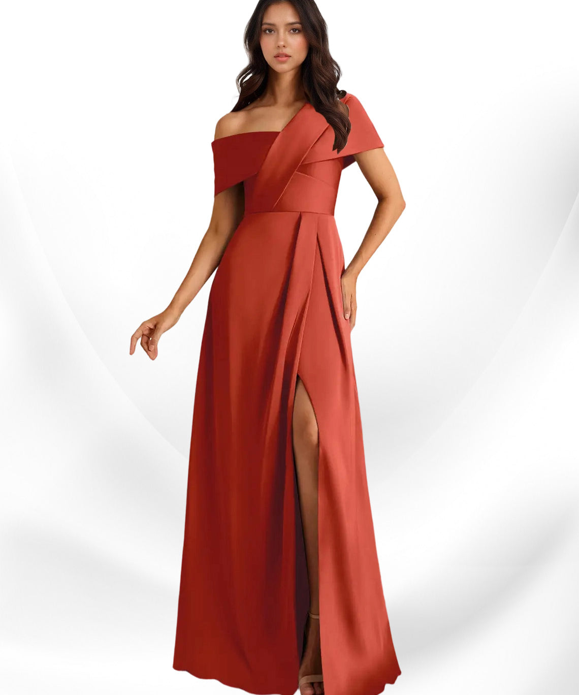 Augday Milton A-Line Pleated Stretch Satin Dress