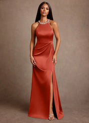 Augday Lawrence A-Line Pleated Stretch Satin Dress