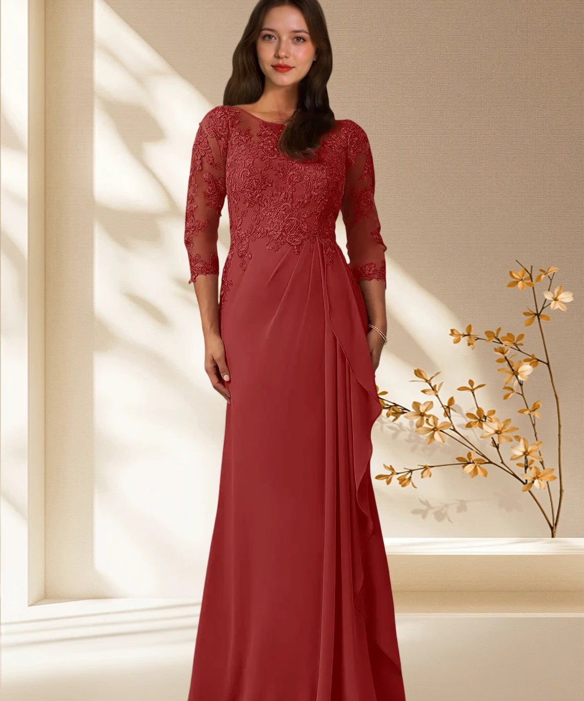 Augday Calanthe A-Line Scoop Chiffon Dress