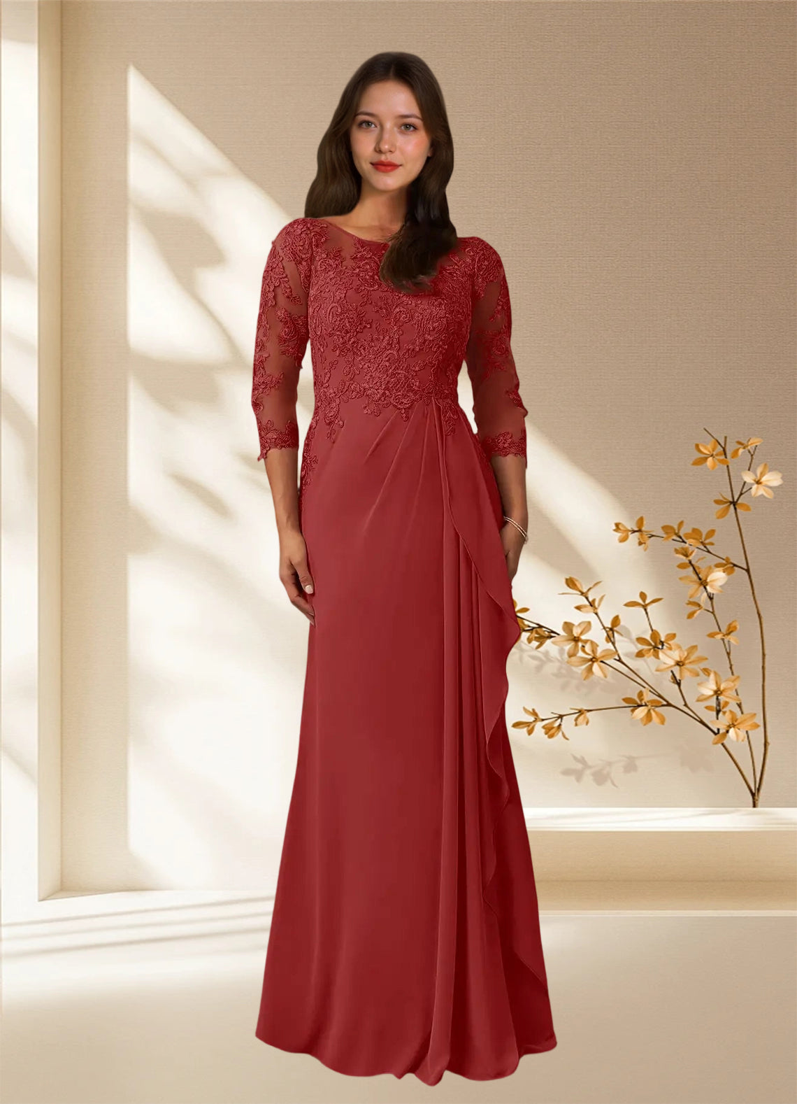 Augday Calanthe A-Line Scoop Chiffon Dress