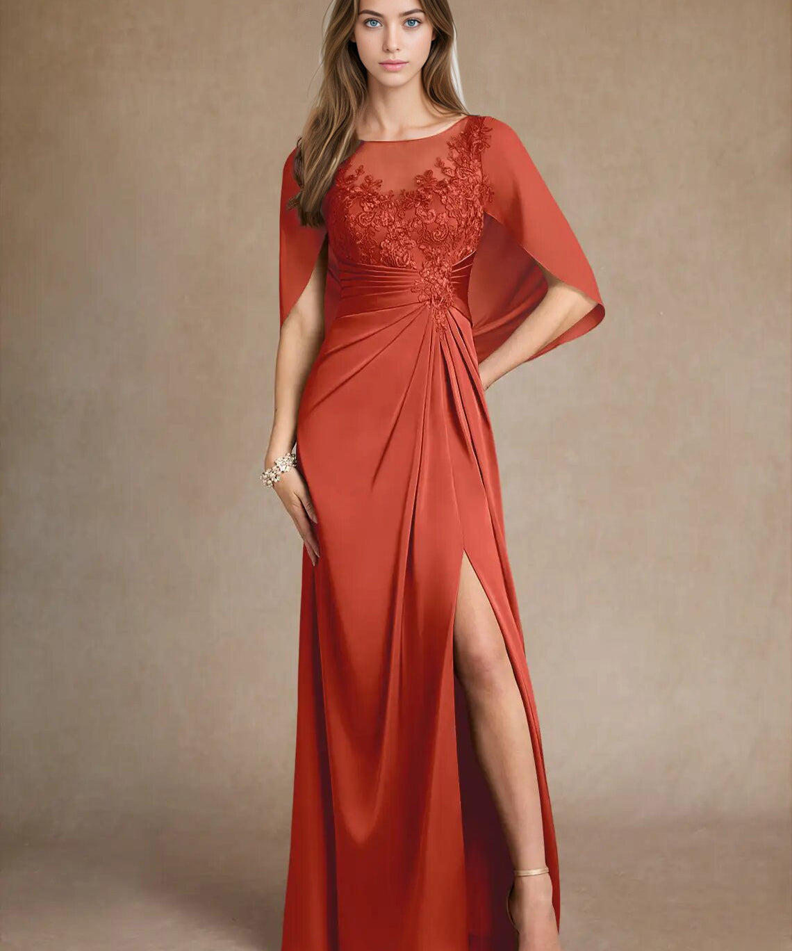 Augday Hera Mother of the Bride Dresses A-Line Lace Stretch Satin Dress
