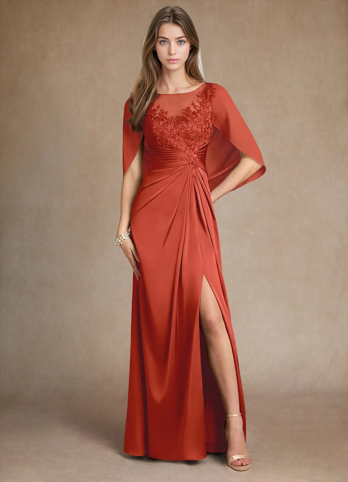 Augday Hera Mother of the Bride Dresses A-Line Lace Stretch Satin Dress