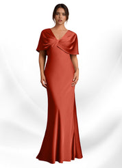 Augday Dosia Sheath Pleated Stretch Satin Dress