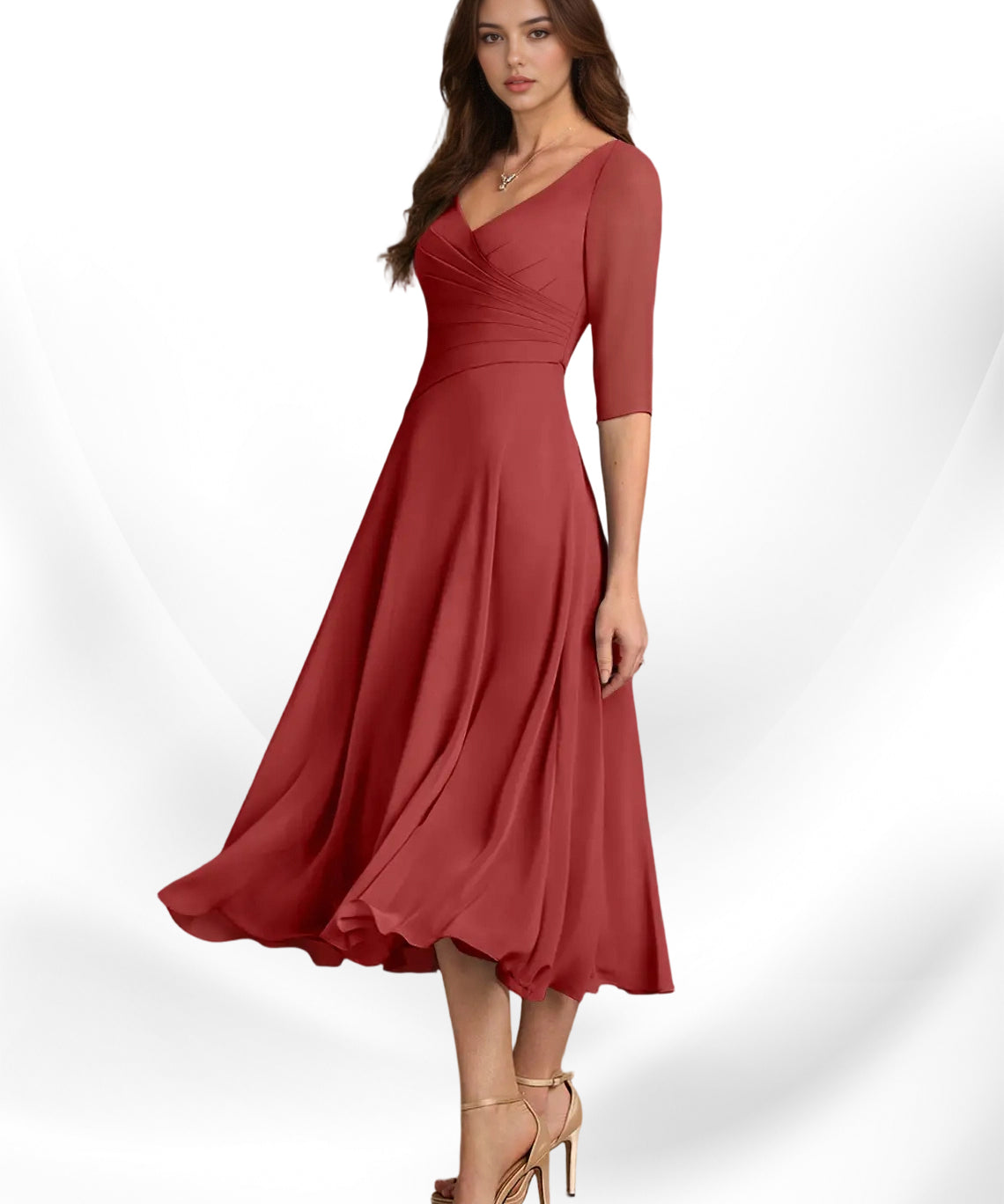 Augay Durant A-Line Pleated Chiffon Dress