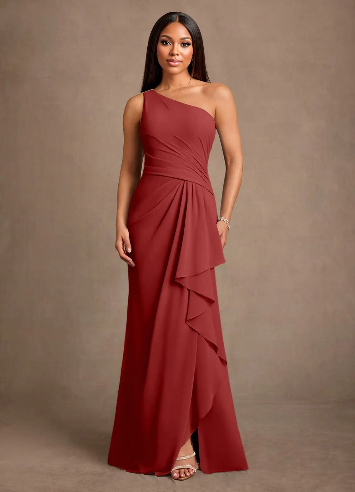 Augday Floy Sheath One Shoulder Chiffon Dress