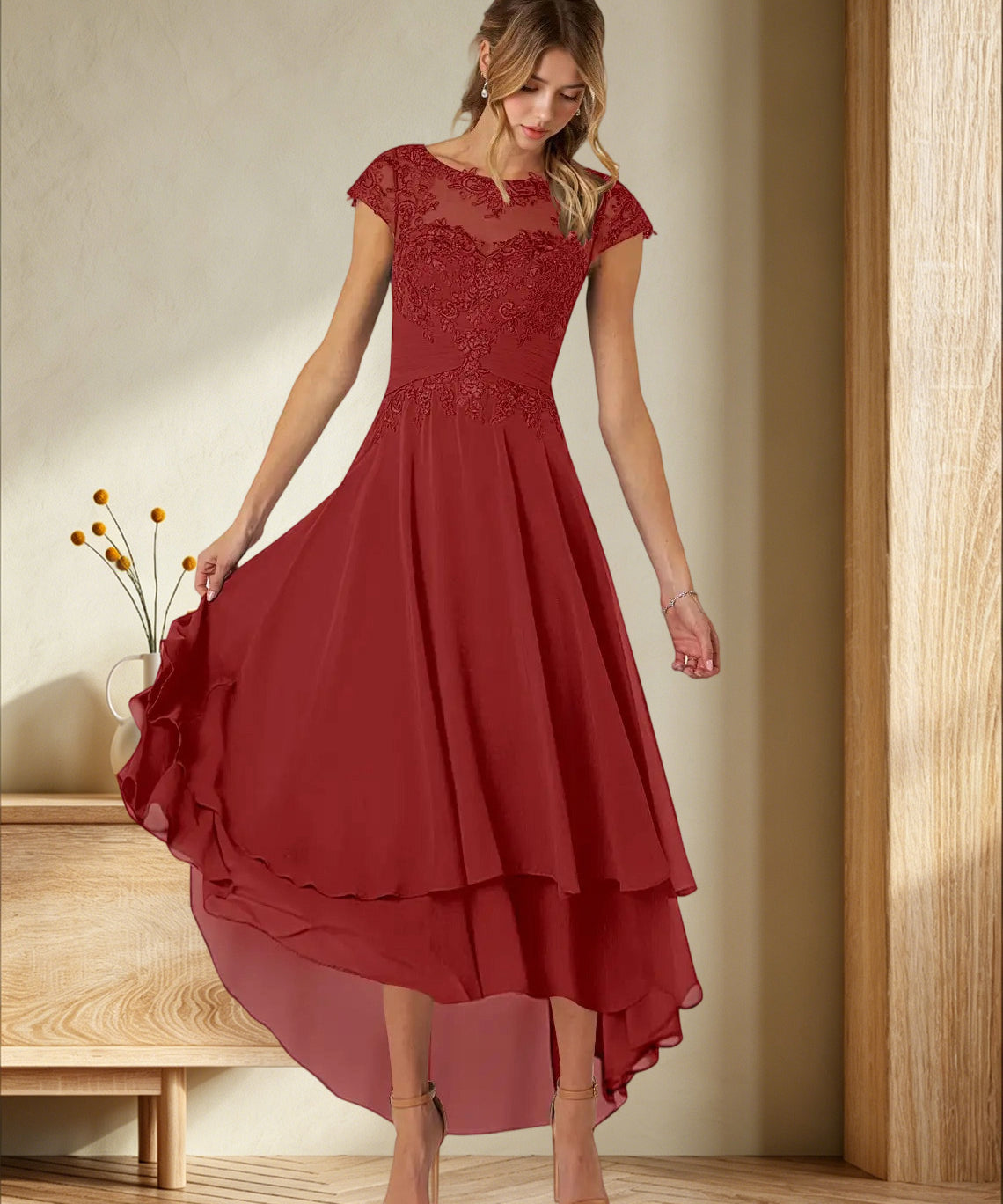 Augday Shonda Lace Chiffon Dress
