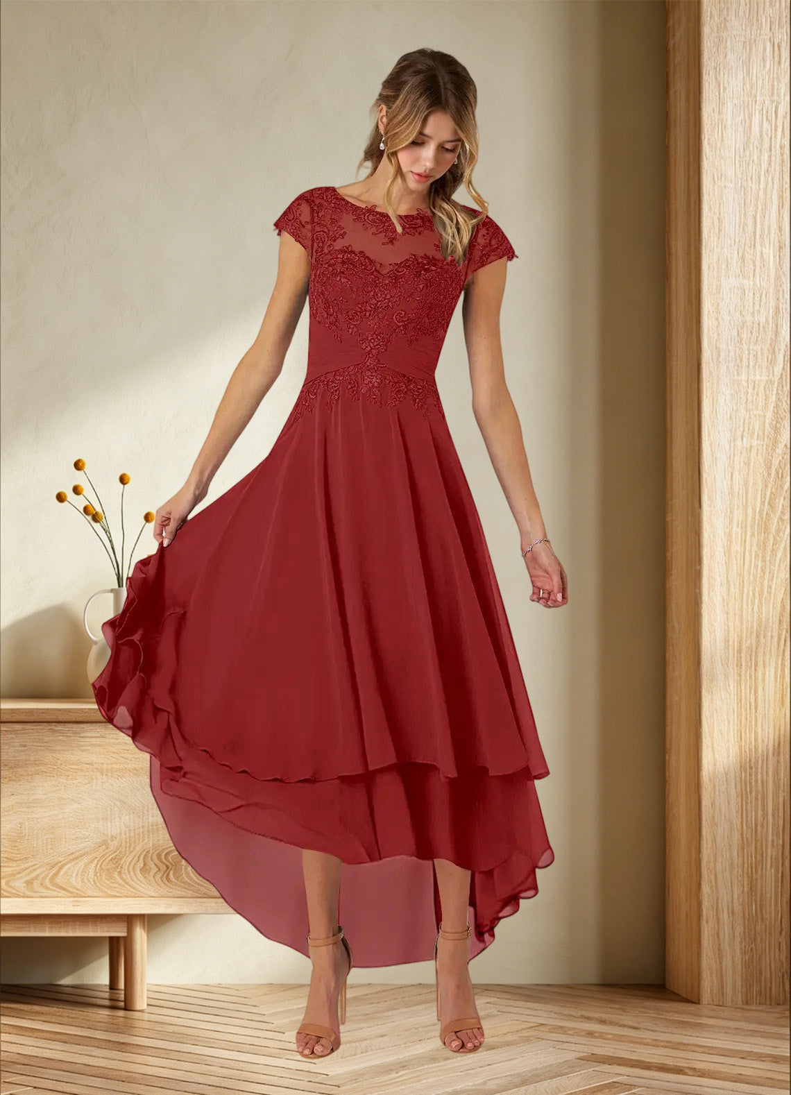Augday Shonda Lace Chiffon Dress