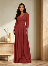 Augday Annetta A-Line V-Neck Pleated Mesh Dress